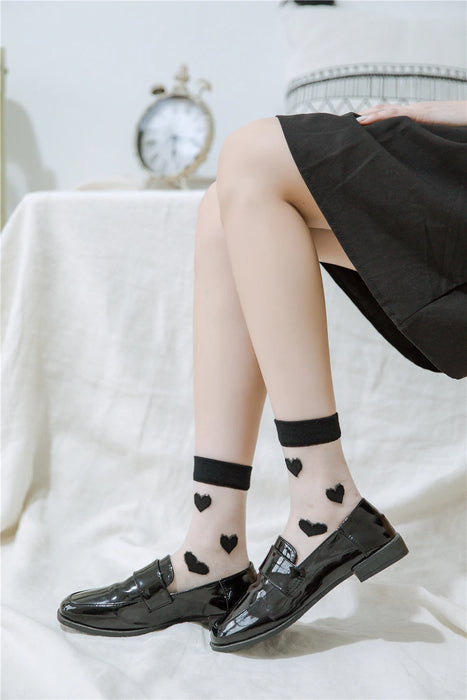 Transparent Women Socks Comfortable  Heart Pattern
