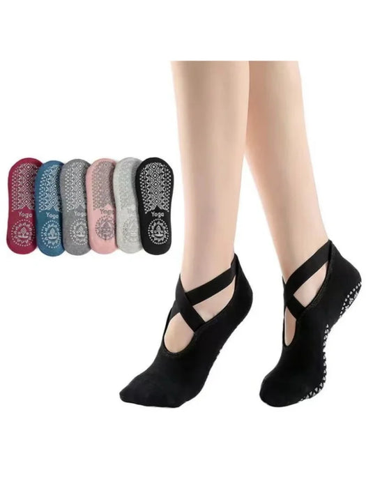 1pair-yoga-socks-for-women-non-slip-grips-straps-bandage-cotton-sock-ideal-for-pilates-pure-barre-ballet-dance-barefoot-workout
