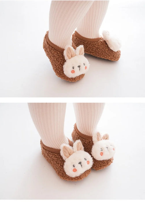 Cartoon Rabbit Baby Floor Socks Kids Plush Slippers