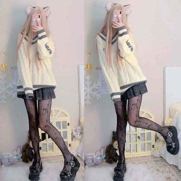 Hello Kitty Black/ White Silk Stocking Socks