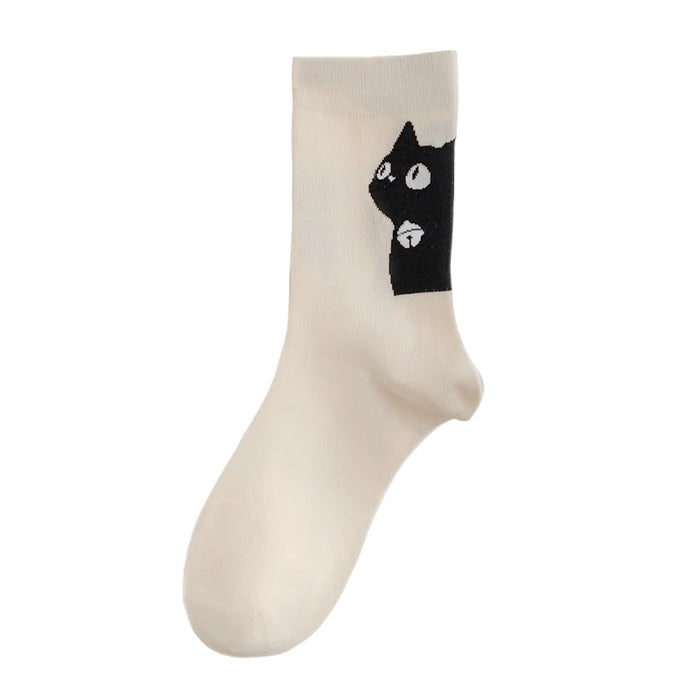 Fashion Cat Cartoon Socks, Breathable Long Causal