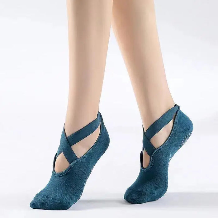 1pair-yoga-socks-for-women-non-slip-grips-straps-bandage-cotton-sock-ideal-for-pilates-pure-barre-ballet-dance-barefoot-workout