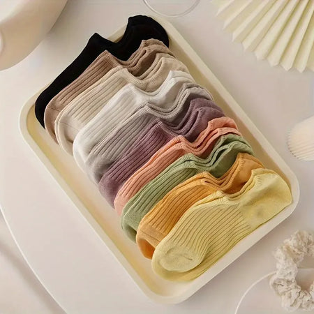 4-10-pairs-of-womens-socks-cream-thin-boat-socks-solid-color-non-slip-shallow-socks-simple-ins-tide-spring-and-summer-invisible