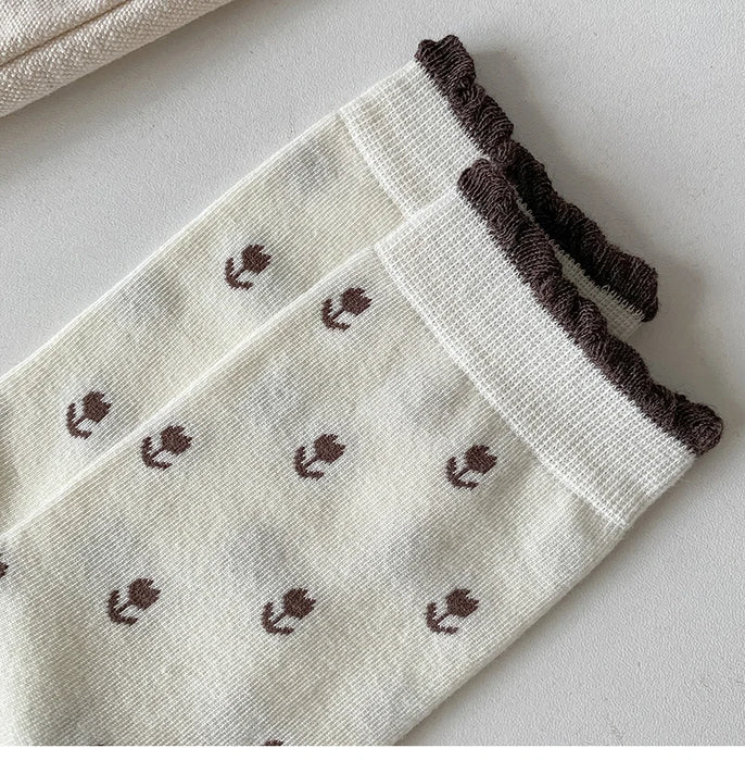 Long Breathable Retro Female Flower Socks