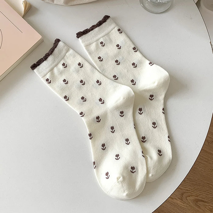 Long Breathable Retro Female Flower Socks