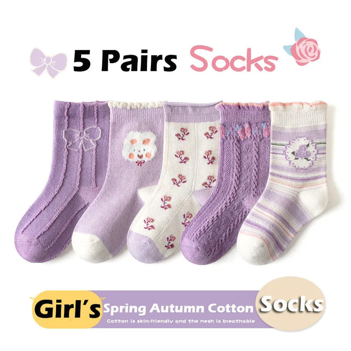 5 pairs / 1-12Y  Kids Lolita Fancy Socks