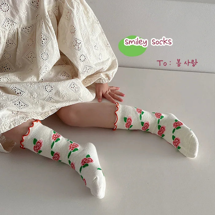 3paris Girls Fancy Lace Flower Pattern Socks