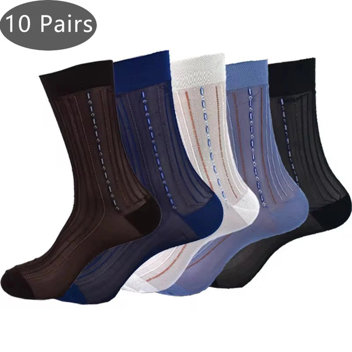 10 Pairs Large  Mens Nylon Thin Socks