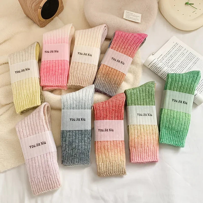 Winter Thick Warm Long Socks Gradient Wool Cashmere Socks
