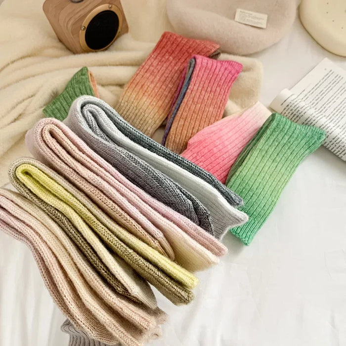 Winter Thick Warm Long Socks Gradient Wool Cashmere Socks