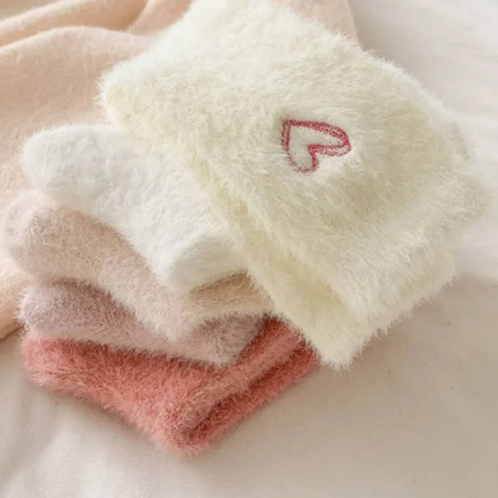 thickened-middle-tube-socks-mink-fur-pink-embroidered-heart-shaped-women-autumn-winter-warm-sleep-home-solid-color-plush-sock
