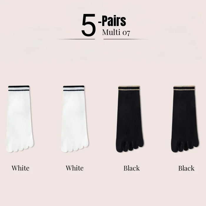 1/4/5 Pairs Women's Five Finger Cotton Socks