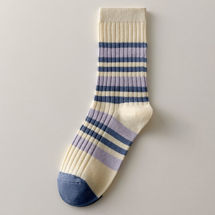 High Quality Cotton Knitting Women Socks Multicolor Striped