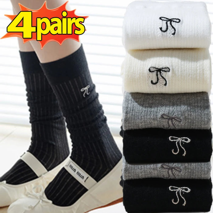 1/4pairs Women's Ballet  Bow Style Socks