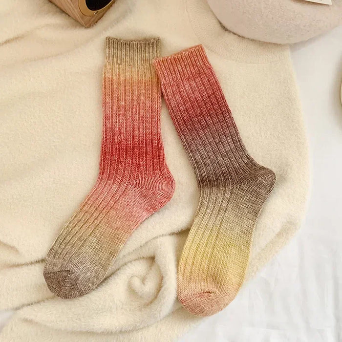Winter Thick Warm Long Socks Gradient Wool Cashmere Socks