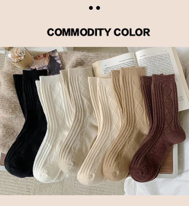 Warm Velvet Cashmere Wool Diamond Winter Socks