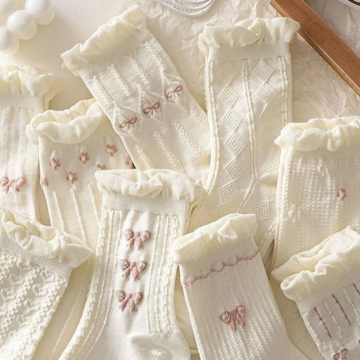 5/10 Pairs Women Lolita Style Mid Tube Socks