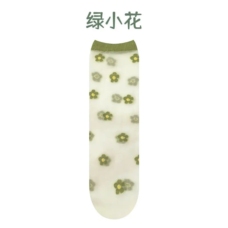 Children summer ultra-thin Transparent love crystal socks