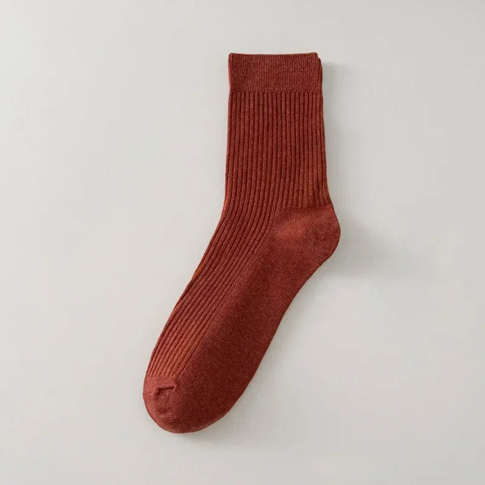 Mens Breathable Elastic Cotton Long Socks Solid Color
