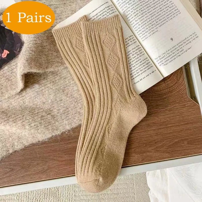 Warm Velvet Cashmere Wool Diamond Winter Socks