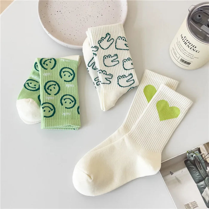 Smiling Face Cartoon Cotton Socks