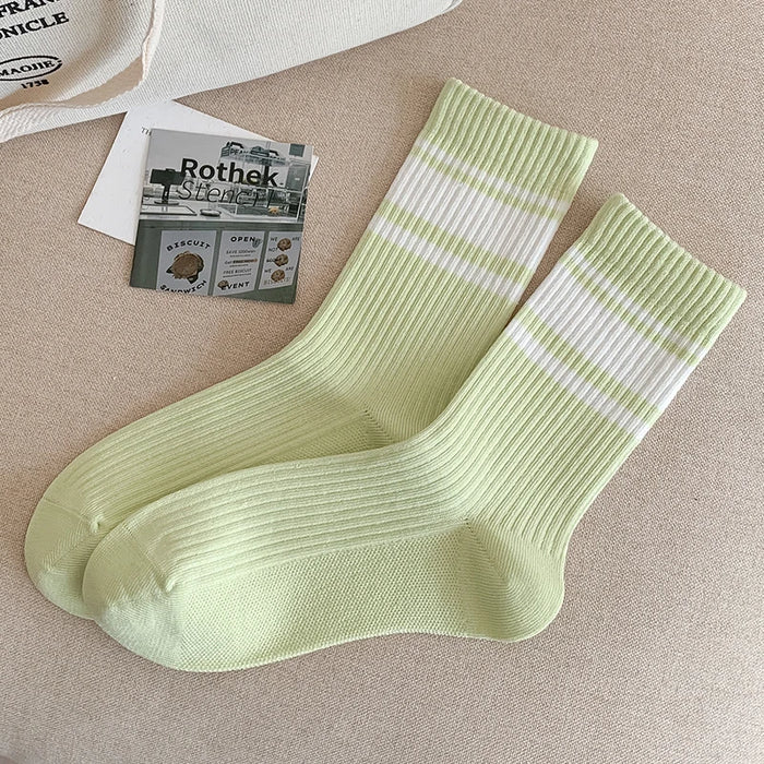 Mixed-color Daily Elastic Crew Socks Comfortable