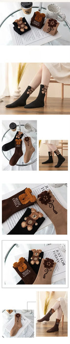 3 Pairs Women's  Cartoon Cotton Sock Sets