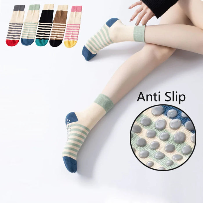 fashion-stripes-socks-for-women-yoga-pilates-fitness-socks-anti-slip-color-matching-aerobics-sport-tube-dancing-floor-socks