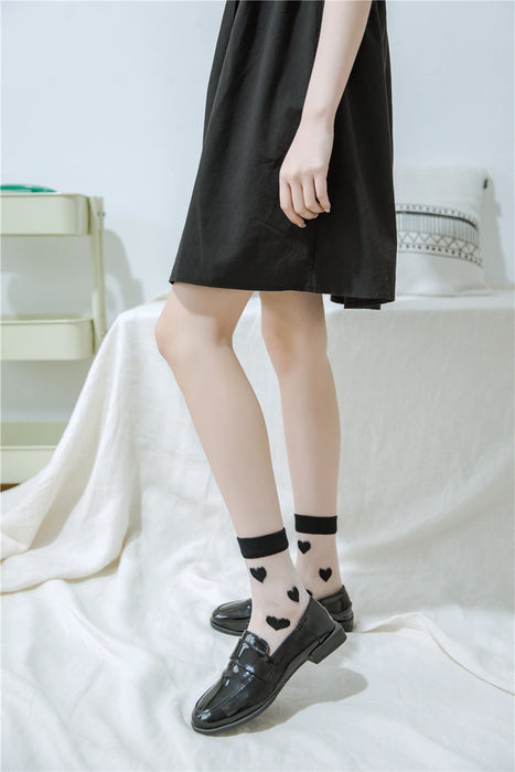 Transparent Women Socks Comfortable  Heart Pattern