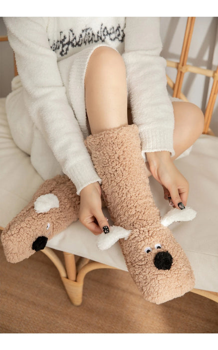 Winter Velvet Coral Fleece Socks Sleep Home Slippers Snow Socks