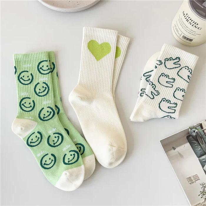 Smiling Face Cartoon Cotton Socks