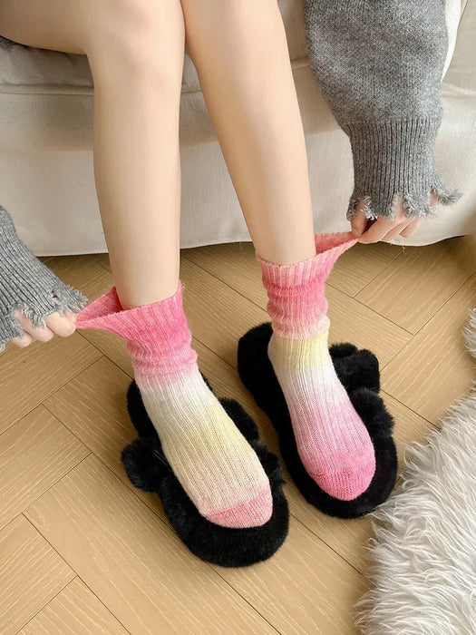 Winter Thick Warm Long Socks Gradient Wool Cashmere Socks