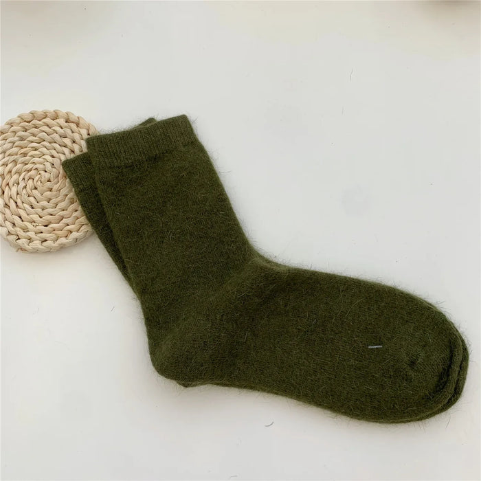 Rabbits Hair Women's Socks Solid Thermal Cashmere