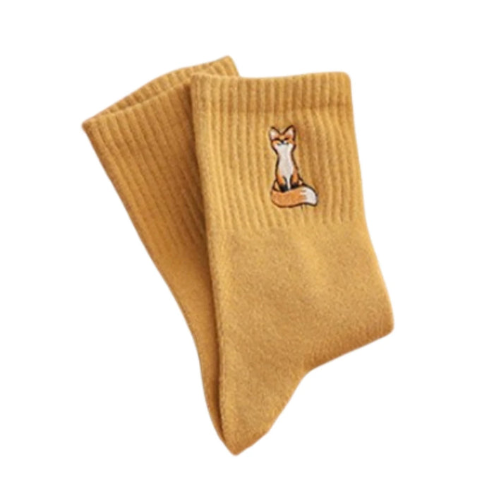 New Cute Embroidery Fox Cartoon Animal Socks