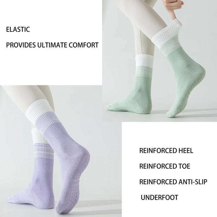 3 Pairs lollipop coloured cotton mid calf yoga socks
