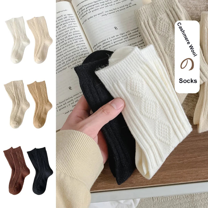 Warm Velvet Cashmere Wool Diamond Winter Socks