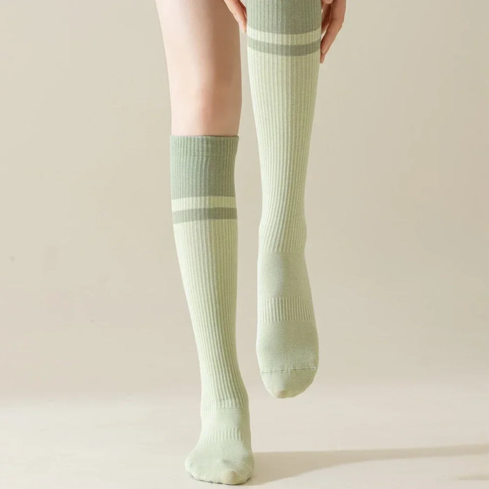 2-pairs-grip-pilates-socks-women-non-slip-yoga-fitness-calf-compression-socks-high-quality-cotton-running-sports-socks-ladies