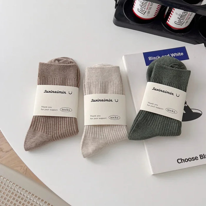 Mens Breathable Elastic Cotton Long Socks Solid Color