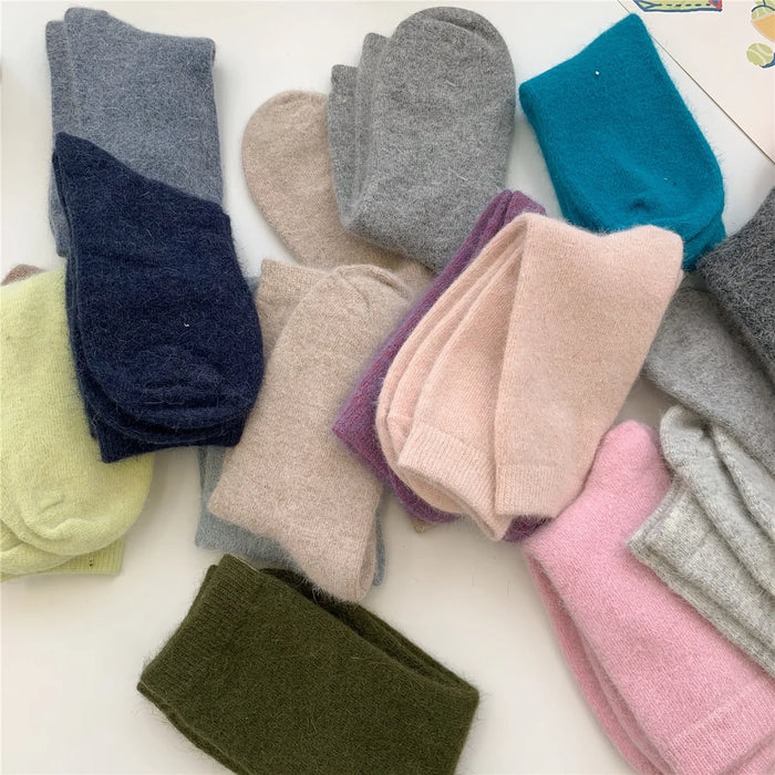Rabbits Hair Women's Socks Solid Thermal Cashmere