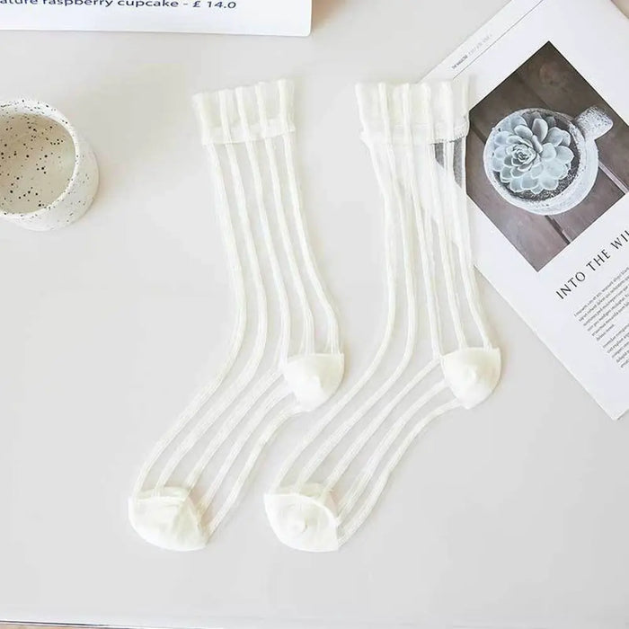 ultra-thin-cute-mesh-summer-transparent-for-women-glass-silk-socks-female-hosiery-striped-socks-middle-tube-socks