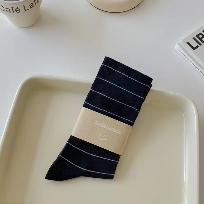 College Style Striped  Crew Socks Women Casual Fashion