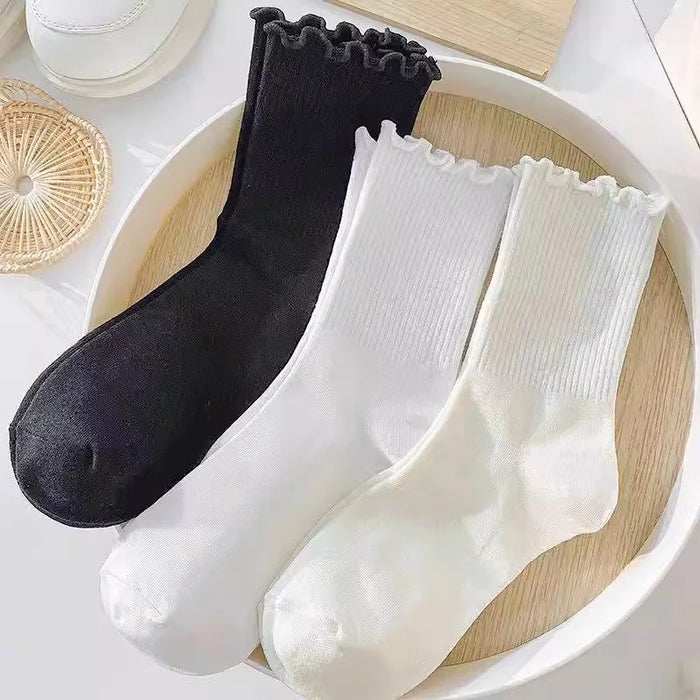 fashion-new-ruffle-socks-for-women-mid-crew-middles-tube-ankle-high-breathable-cotton-socks-black-white-beige-female-cute-sock