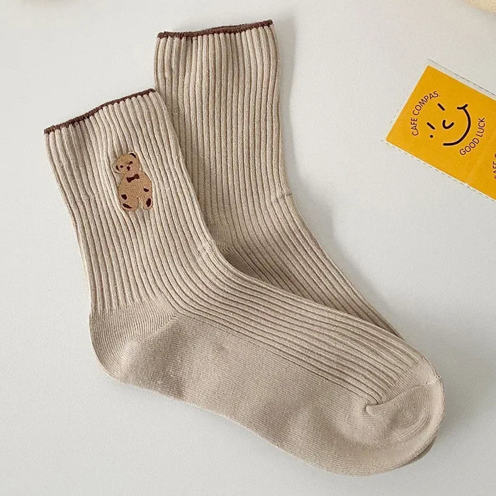 5pairs Cartoon Bear Socks Soft Cotton Socks
