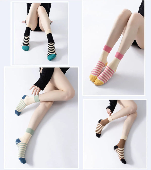 fashion-stripes-socks-for-women-yoga-pilates-fitness-socks-anti-slip-color-matching-aerobics-sport-tube-dancing-floor-socks