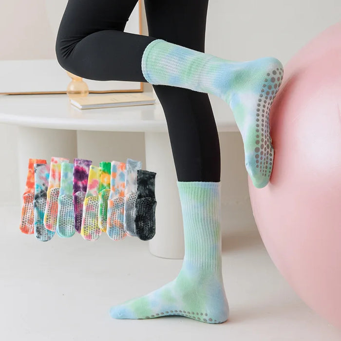3 Pairs Non-Slip Yoga Socks for Women Colorful Gradient