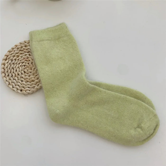 Rabbits Hair Women's Socks Solid Thermal Cashmere