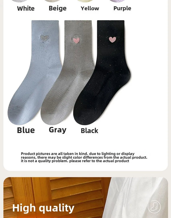 Polka Dot Embroidered Heart Socks