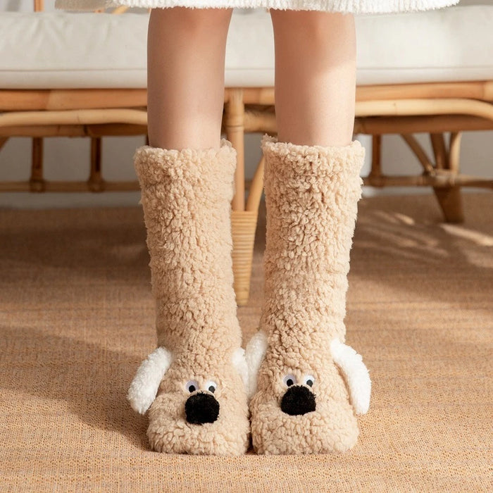 Winter Velvet Coral Fleece Socks Sleep Home Slippers Snow Socks