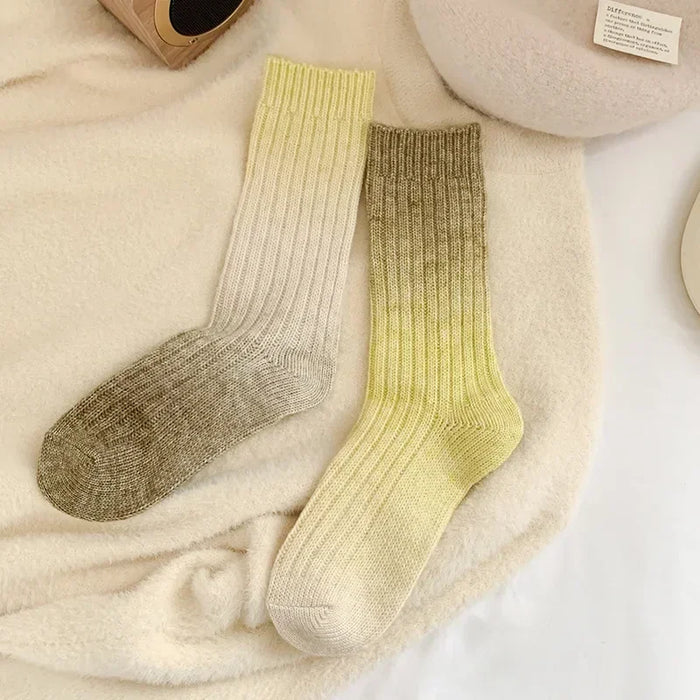 Winter Thick Warm Long Socks Gradient Wool Cashmere Socks