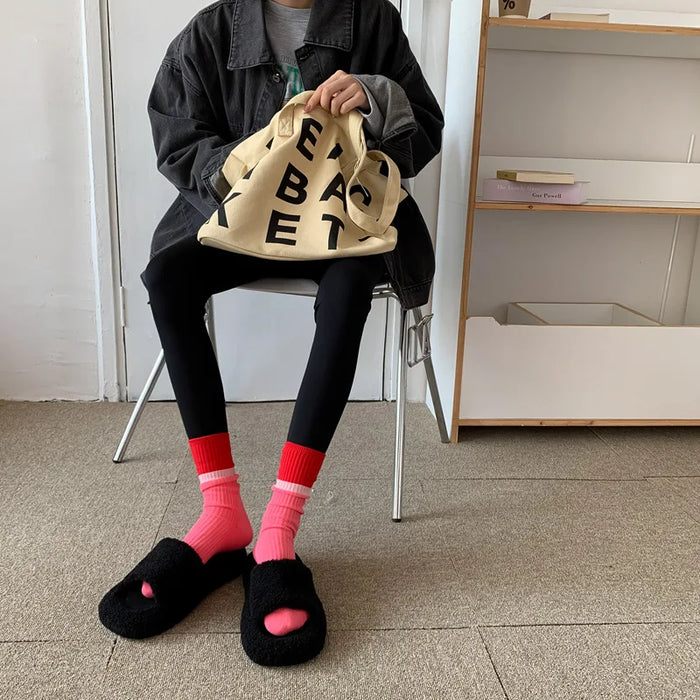 Contrast coloured socks, women's high top pile up socks